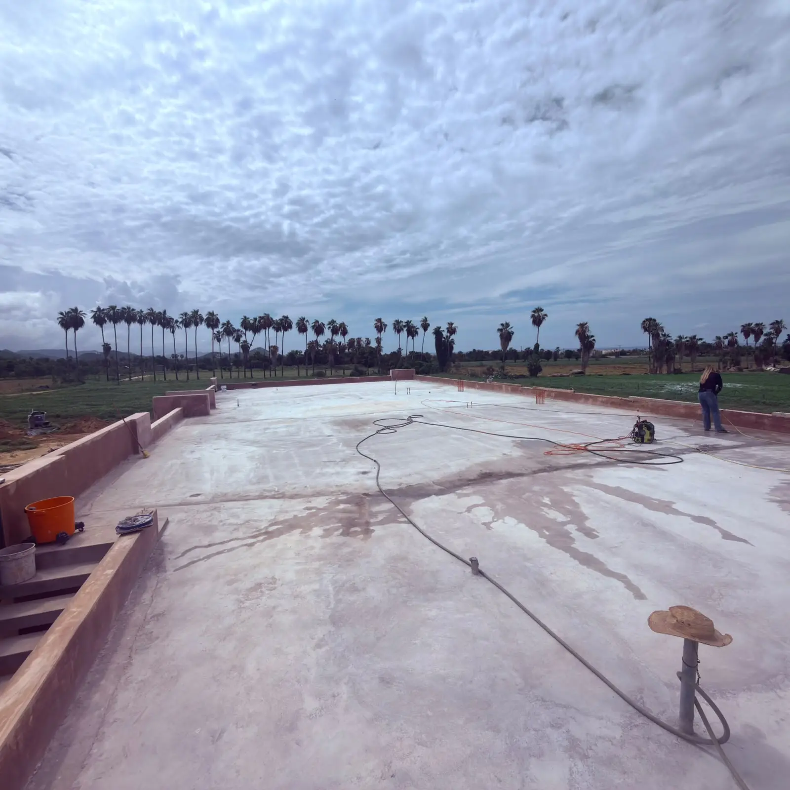 Rooftop before the job, with moisture stains