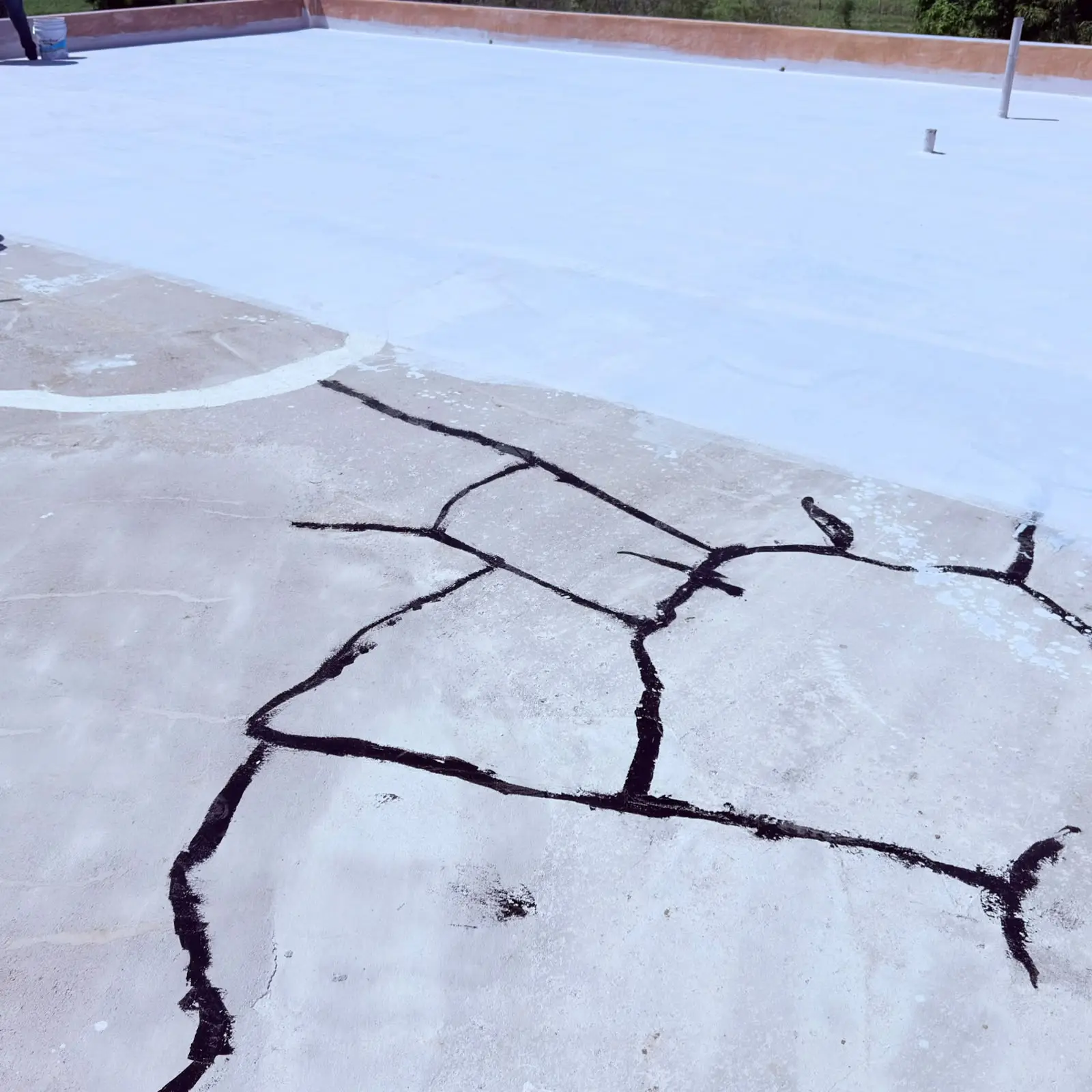 Sealed cracks before the final coat