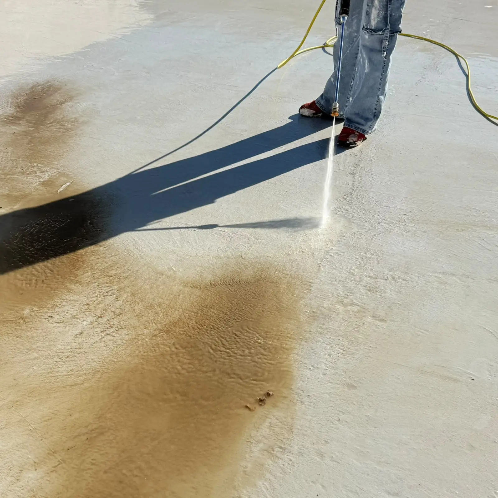 Pressure-washing the roof